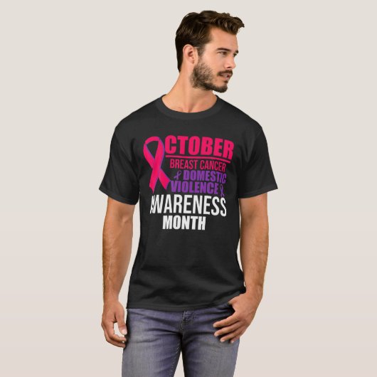 Oktober borstkanker en huiselijk geweld waren t-shirt (Voorkant volledig)