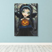 Oktober Bossen Halloween Vampire Canvas (Insitu (Houten vloer))