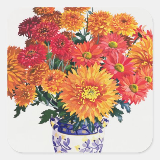 Oktober Chrysanthemums Vierkante Sticker (Voorkant)