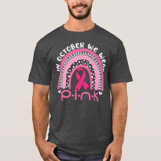 Oktober Draag roze regenbooglintkanker T-shirt