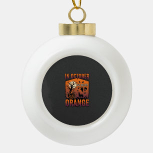 Oktober dragen we oranje Halloween pompoen lama sc Keramische Bal Ornament