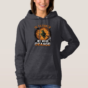 Oktober dragen we oranje vliegende heks pompoenen hoodie