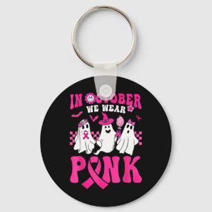 Oktober dragen we Roze Schattig Spook Borstkanker Sleutelhanger