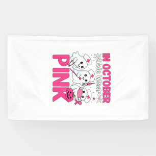 Oktober dragen we roze verpleegster borstkanker be spandoek