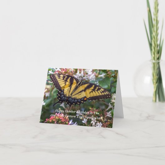 Oktober Eastern Tiger Swallowtail Birthday Card Kaart (Voorkant)