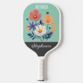 Oktober Geboorte Bloem Aangepaste Naam Pickleball Paddle (Achterkant)