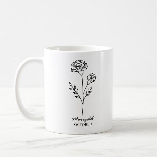 Oktober Geboorte Maand Bloem Monogram Koffiemok (Links)