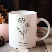 Oktober Geboorte Maand Bloem Monogram Koffiemok
