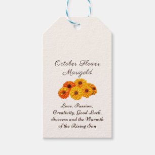 Oktober Geboortemaand Bloem Marigold Elegant Cadeaulabel