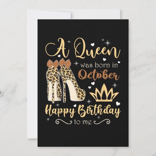 Oktober Girl Birthday Leopard op hoog niveau konin Save The Date (Voorkant)