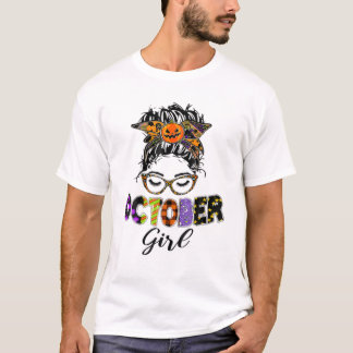 Oktober Girl Halloween Messy T-shirt