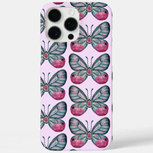 Oktober Glasvleugel Roze Vlinderpatroon iPhone 16 Pro Max Hoesje