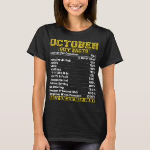 Oktober Guy Nutrition Facts Libra Scorpio verjaard T-shirt