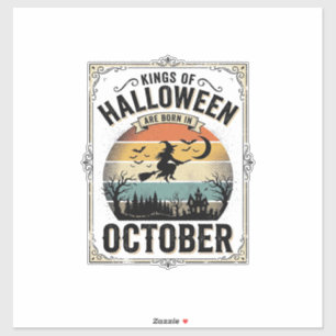 Oktober Halloween Verjaardag Vintage Heks Shirt De Sticker