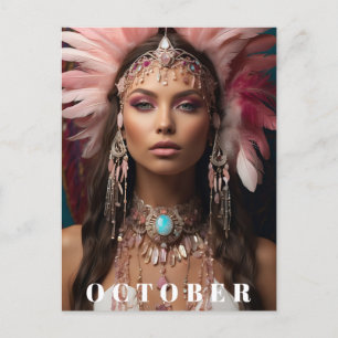 *~ OKTOBER Hoofddeksel Vrouw Godin OPAL AP53 Briefkaart