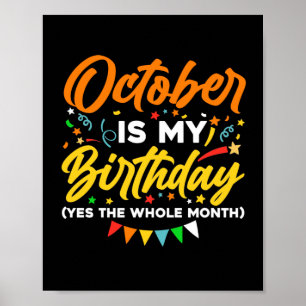 Oktober is mijn verjaardag de hele maand oktober poster
