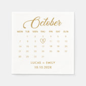 Oktober Kalender Gouden Bruiloft Servet (Voorkant)