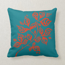 Oktober laat Drow Cushion - Oranje & Blauwgroen Kussen