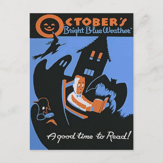 Oktober Leeszal Halloween Poster Briefkaart (Voorkant)