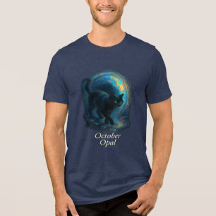 Oktober Opal – Black Cat & iriserende portal Tri-Blend Shirt