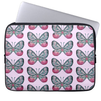 Oktober Roze Glazen Vlinder Patroon Ontwerp Laptop Sleeve