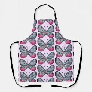 Oktober Roze Glazen Vlinder Patroon Ontwerp Schort