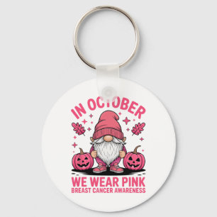 Oktober Roze Gnoom Halloween Borstkanker Ondersteu Sleutelhanger