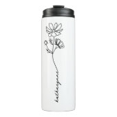 Oktober Verjaardag Maand Bloem Kosmos Thermosbeker (Voorkant)