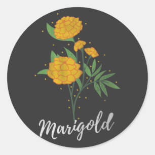 Oktober verjaardagscadeau marigold flower  ronde sticker