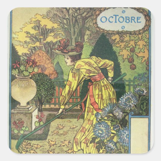 oktober vierkante sticker (Voorkant)