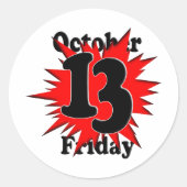 Oktober Vrijdag de 13e Ronde Sticker (Voorkant)