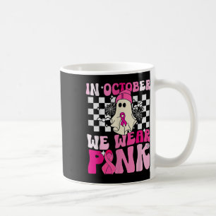 Oktober We Draag Pink Funny Ghost Halloween Breast Koffiemok