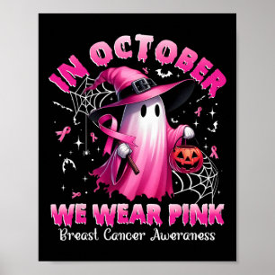 Oktober We Draag Pink Ghost Witch Borstkanker Awa Poster