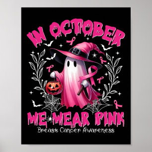 Oktober We Draag Pink Ghost Witch Borstkanker Awa Poster