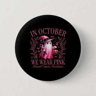 Oktober We Draag Pink Ghost Witch Borstkanker Awa Ronde Button 5,7 Cm
