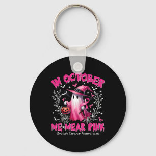 Oktober We Draag Pink Ghost Witch Borstkanker Awa Sleutelhanger