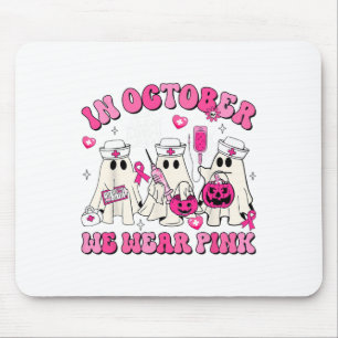 Oktober We Draag Pink Nurse Ghost Halloween Breast Muismat