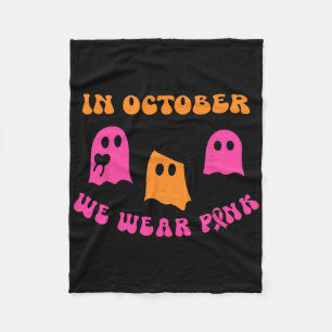 Oktober We Draag Pink Pumpkin Ghost Halloween Brea Fleece Deken
