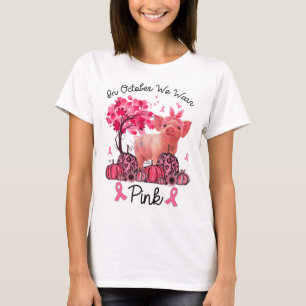 Oktober We Draag Pink Ribbon Pig Breast Cancer Awa T-shirt
