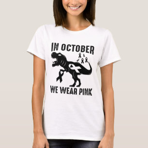 Oktober We Draag Roze Borstkanker Bewustzijn Dinos T-shirt