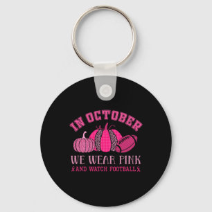 Oktober We Draag Roze Borstkanker Bewustzijn Voetb Sleutelhanger