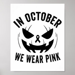 Oktober We Draag Roze Borstkanker Halloween Jacko Poster