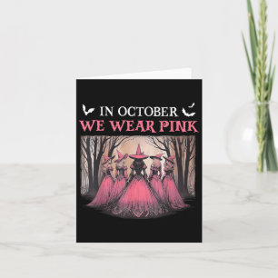Oktober We Draag Roze Heks Halloween Borstkanker Kaart