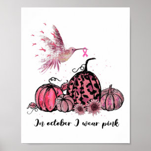 Oktober We Draag Roze Kolibrie Borstkanker Awa Poster