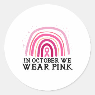 Oktober we Draag roze regenboogborstkanker Awarene Ronde Sticker