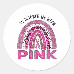 Oktober we Draag roze regenboogborstkanker Awarene Ronde Sticker