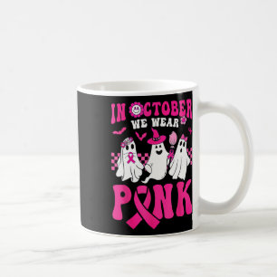 Oktober We Draag Roze Schattigee Spook Borstkanker Koffiemok