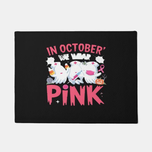 Oktober We Draag Roze Verpleegster Borstkanker Bew Deurmat (Voorkant)