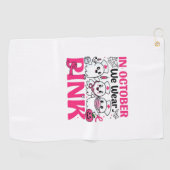 Oktober We Draag Roze Verpleegster Borstkanker Bew Golfhanddoek (Horizontaal)