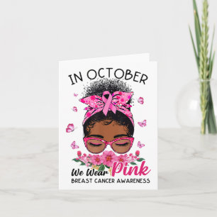Oktober We Draag Roze Zwarte Vrouwen Messy Bun Bor Kaart
